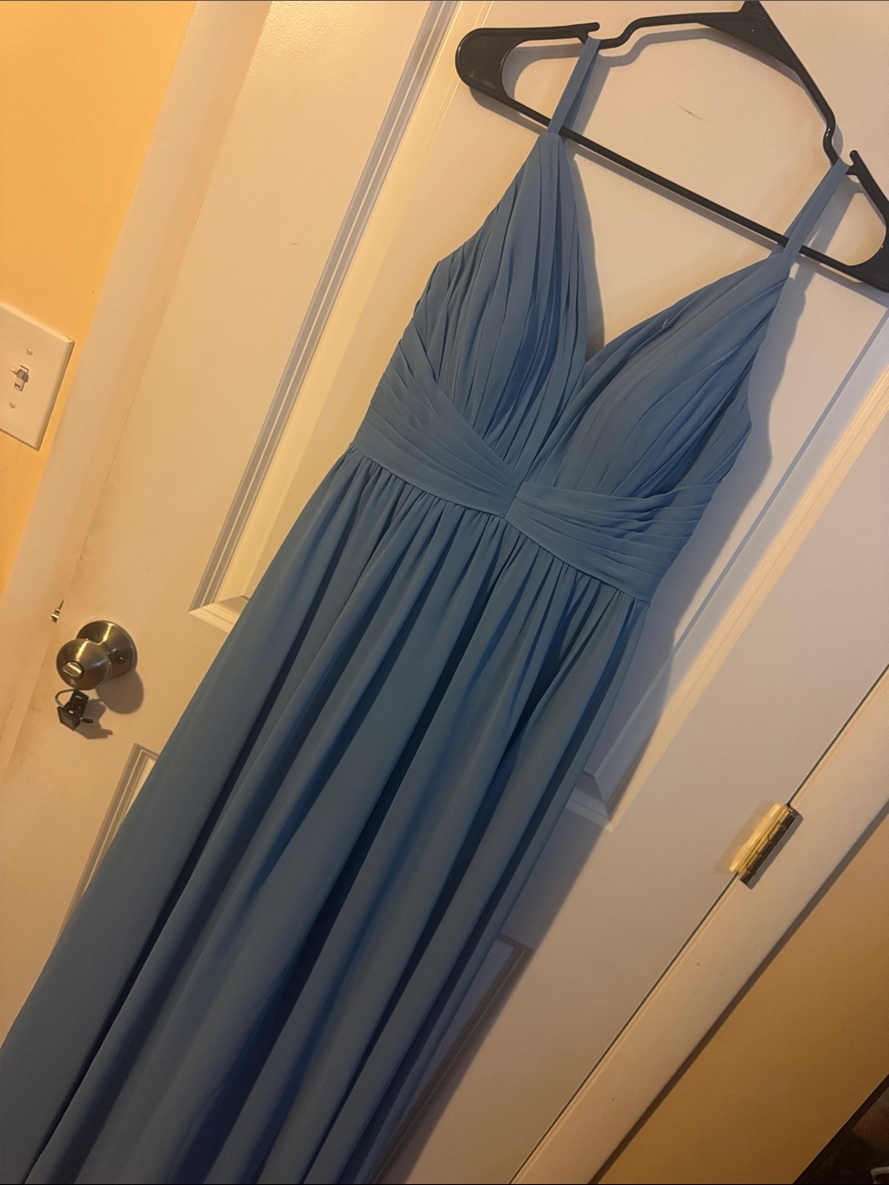 Azazie women’s light blue v neck ball gown formal attire/ wedding party dress A4
